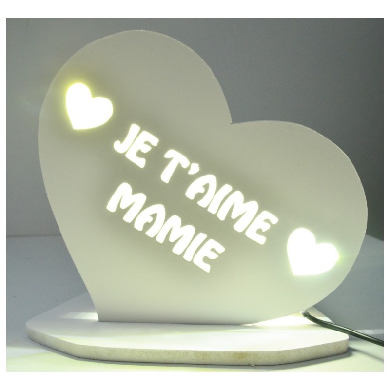LAMPE PERSONNALISEE COEUR LED BLANCHE