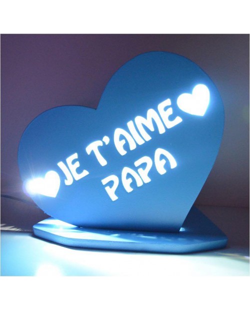 LAMPE PERSONNALISEE COEUR PAPA LED BLANCHE