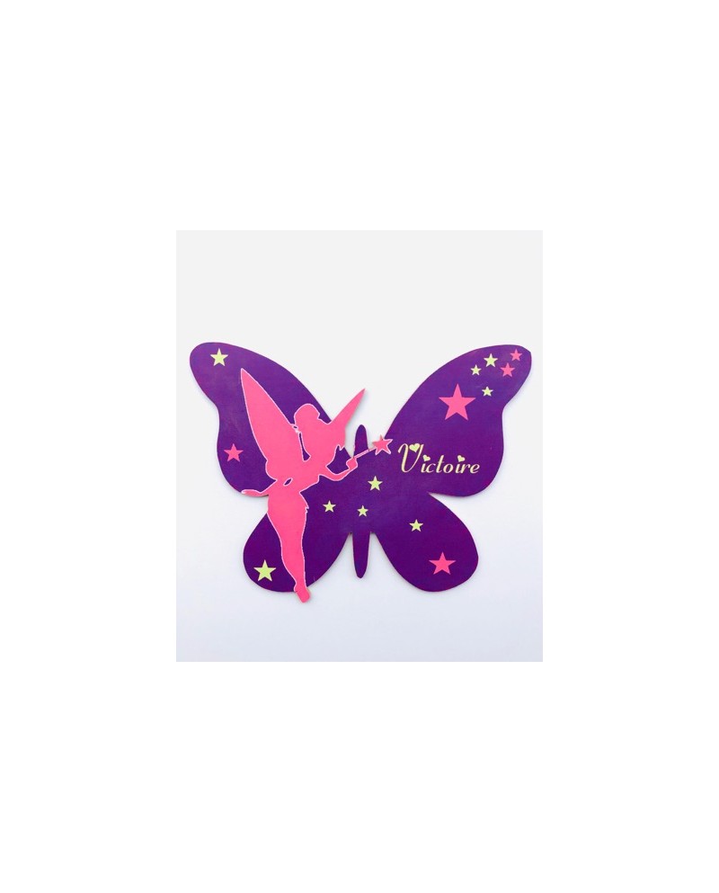 Plaque papillon et fée clochette personnalisée