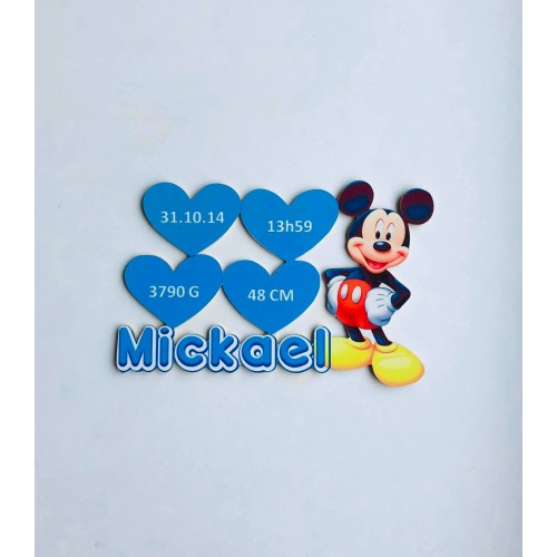 Plaque de naissance Mickey personnalisée