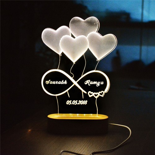 Lampe Led personnalisée 3D pour couple